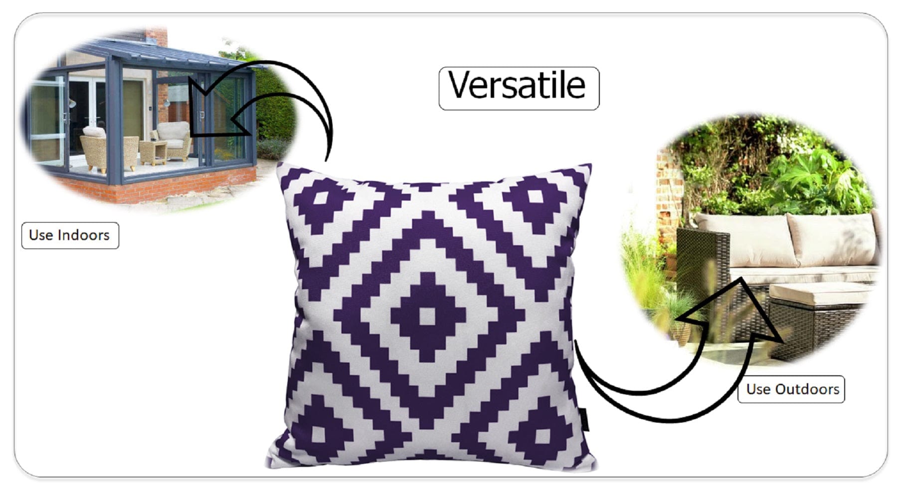 Nairobi Purple Outdoor Scatter Cushions Waterproof Weather Resistant Decorative Pillows for Garden Patio Beach Indoor 43 x 43 cm by OLIVIA ROCCO - White Bear Furnishings