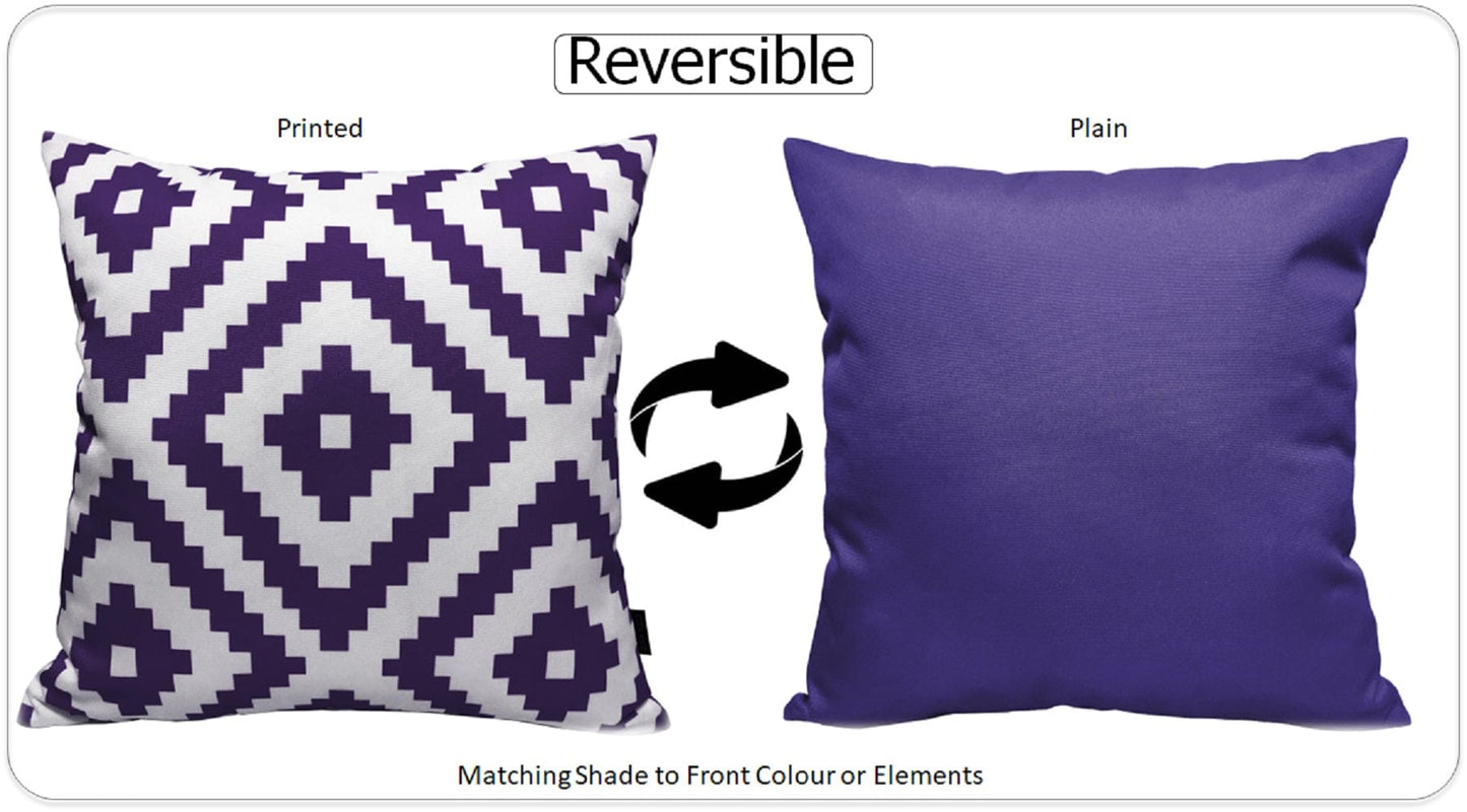 Nairobi Purple Outdoor Scatter Cushions Waterproof Weather Resistant Decorative Pillows for Garden Patio Beach Indoor 43 x 43 cm by OLIVIA ROCCO - White Bear Furnishings