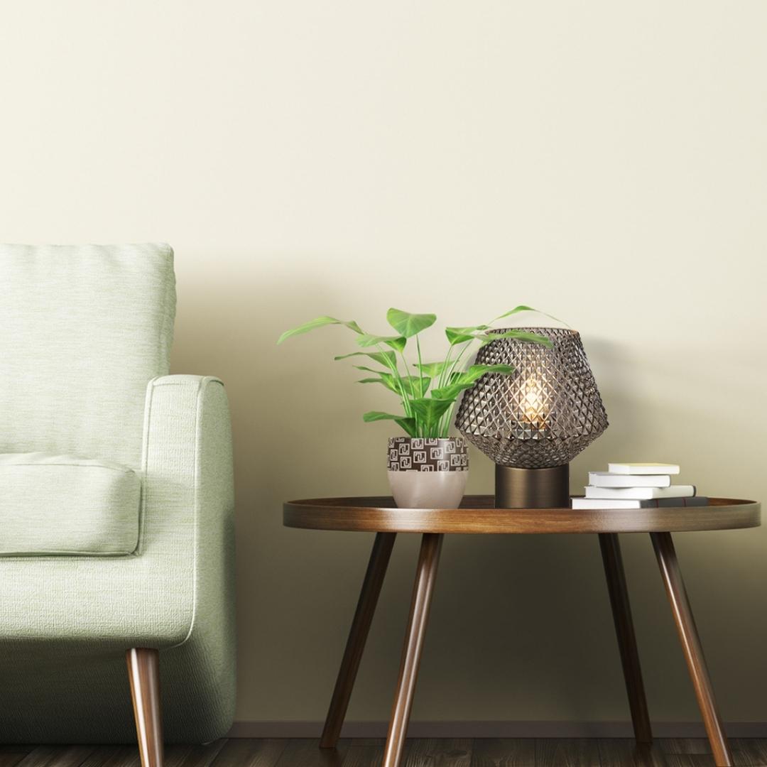 Eryka Grey & Smoked Glass Table Lamp - White Bear Furnishings