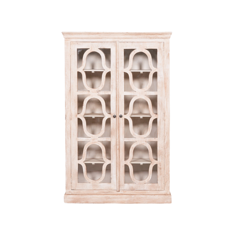 Handcrafted Rustic Mango Wood Ornate Display Cabinet – KFA113