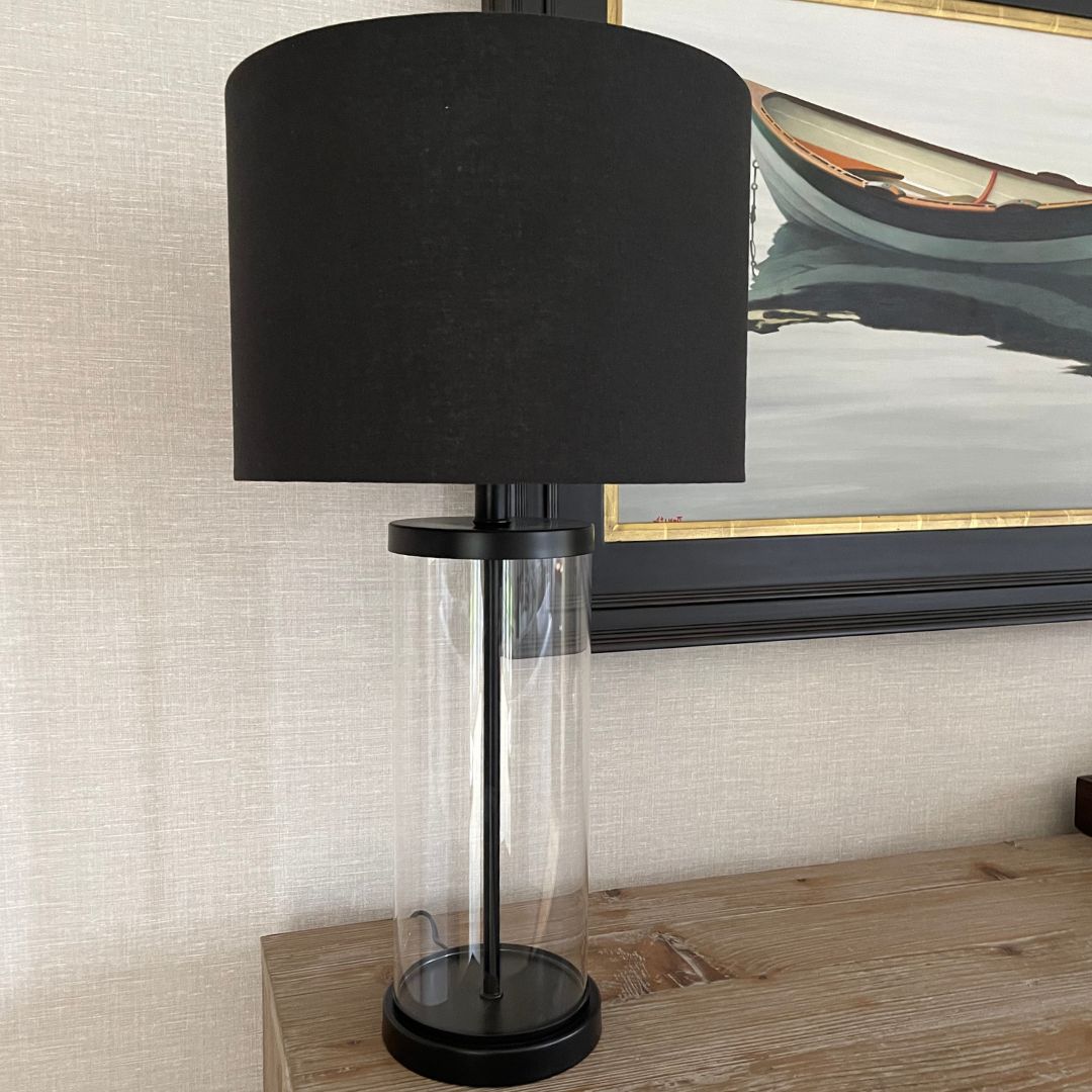 Adelia Black & Glass Table Lamp - White Bear Furnishings