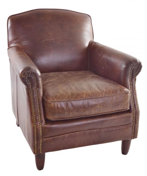 Vintage Leather Studded Arm Chair: Timeless Elegance, Deep Comfort & Classic Charm - TK937-1D