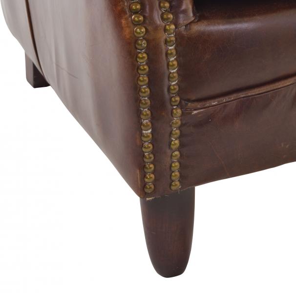 Vintage Leather Studded Arm Chair: Timeless Elegance, Deep Comfort & Classic Charm - TK937-1D
