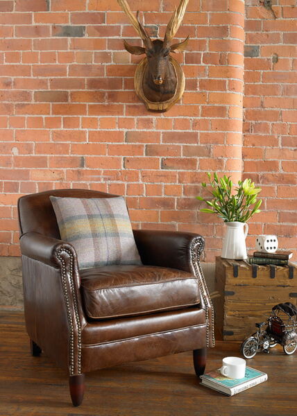 Vintage Leather Studded Arm Chair: Timeless Elegance, Deep Comfort & Classic Charm - TK937-1D