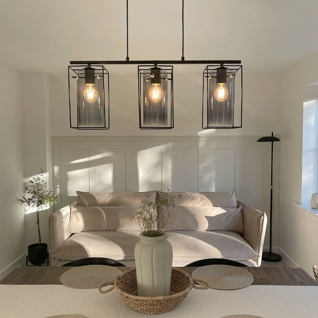 Merton 3 Light Ceiling Light Black - White Bear Furnishings