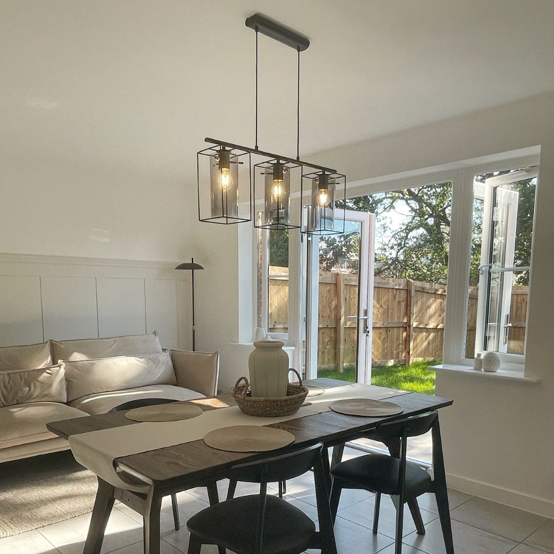 Merton 3 Light Ceiling Light Black - White Bear Furnishings