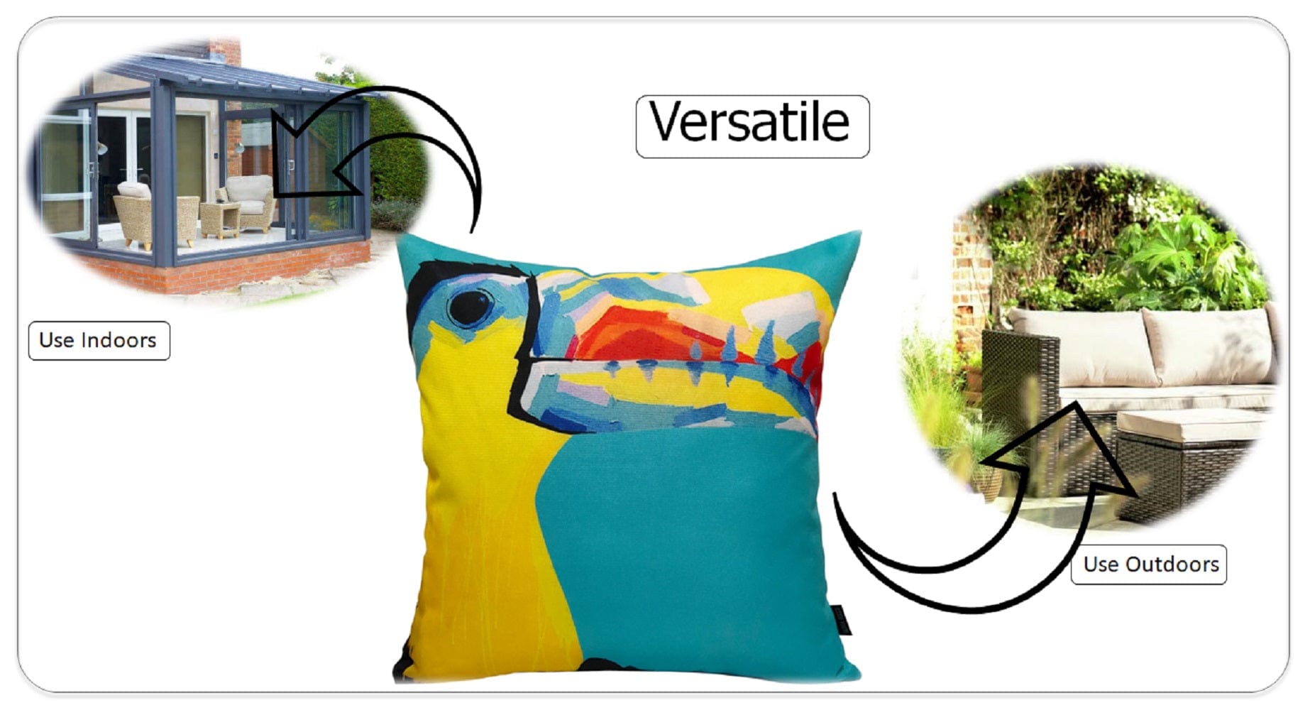 Pelican Outdoor Waterproof Weather-Resistant Cushions for Patio Garden Beach and Indoor Use 43x43 cm Filled with Hollowfibre by OLIVIA ROCCO - White Bear Furnishings