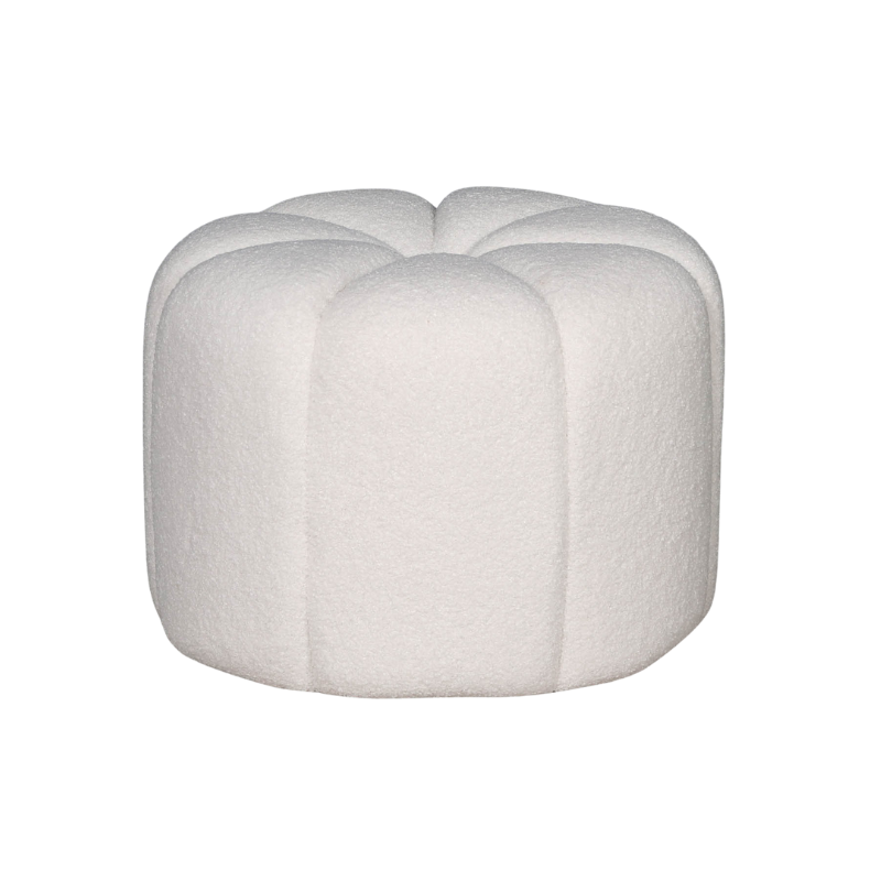 Boucle Petal Round Ottoman Stool - AV380