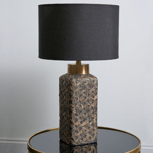 Denisa Black & Gold Ceramic Table Lamp - White Bear Furnishings