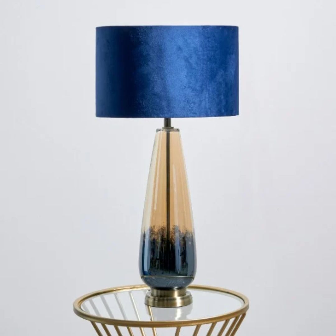 Elena Blue Glass Table Lamp - White Bear Furnishings