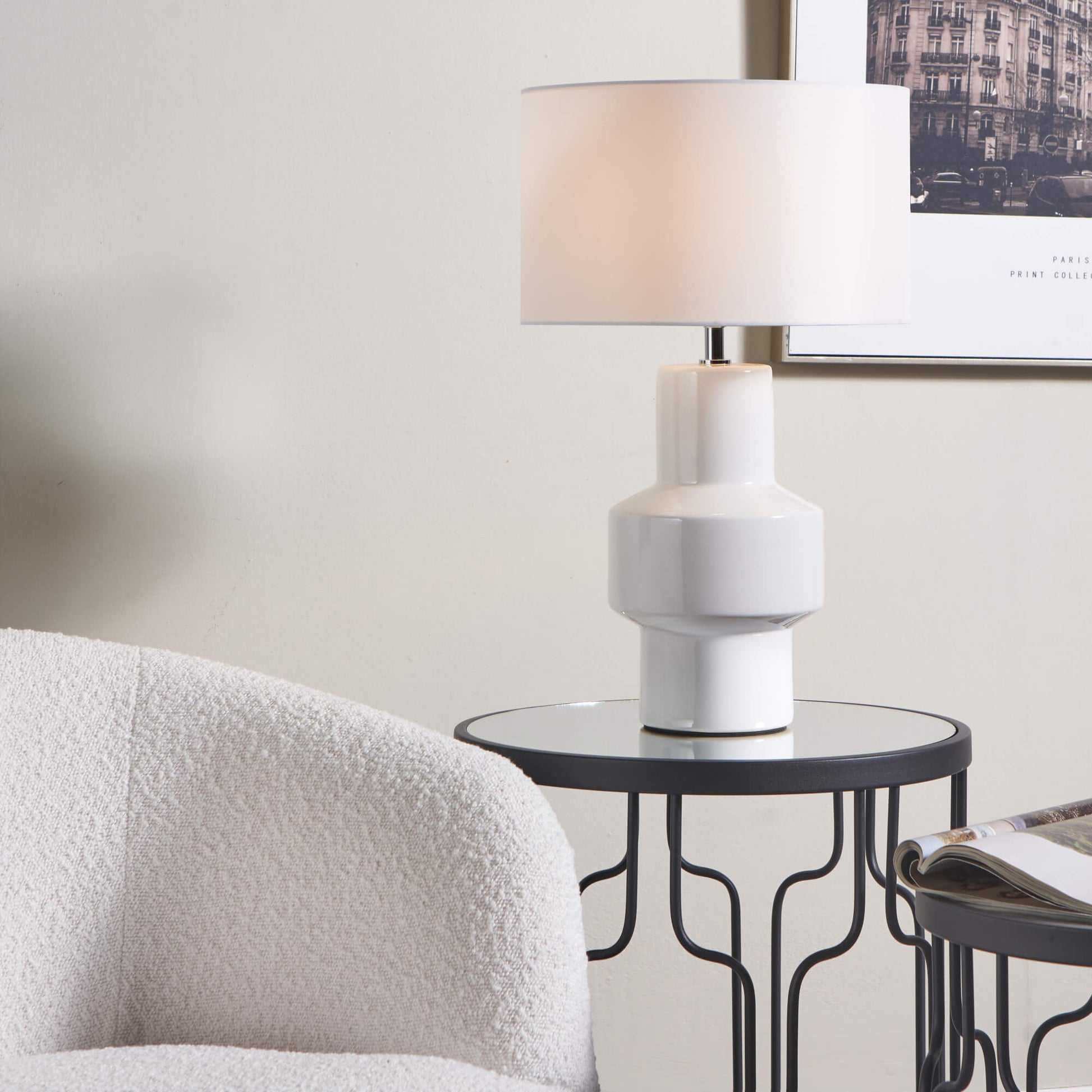 Salina White Ceramic Table Lamp - White Bear Furnishings