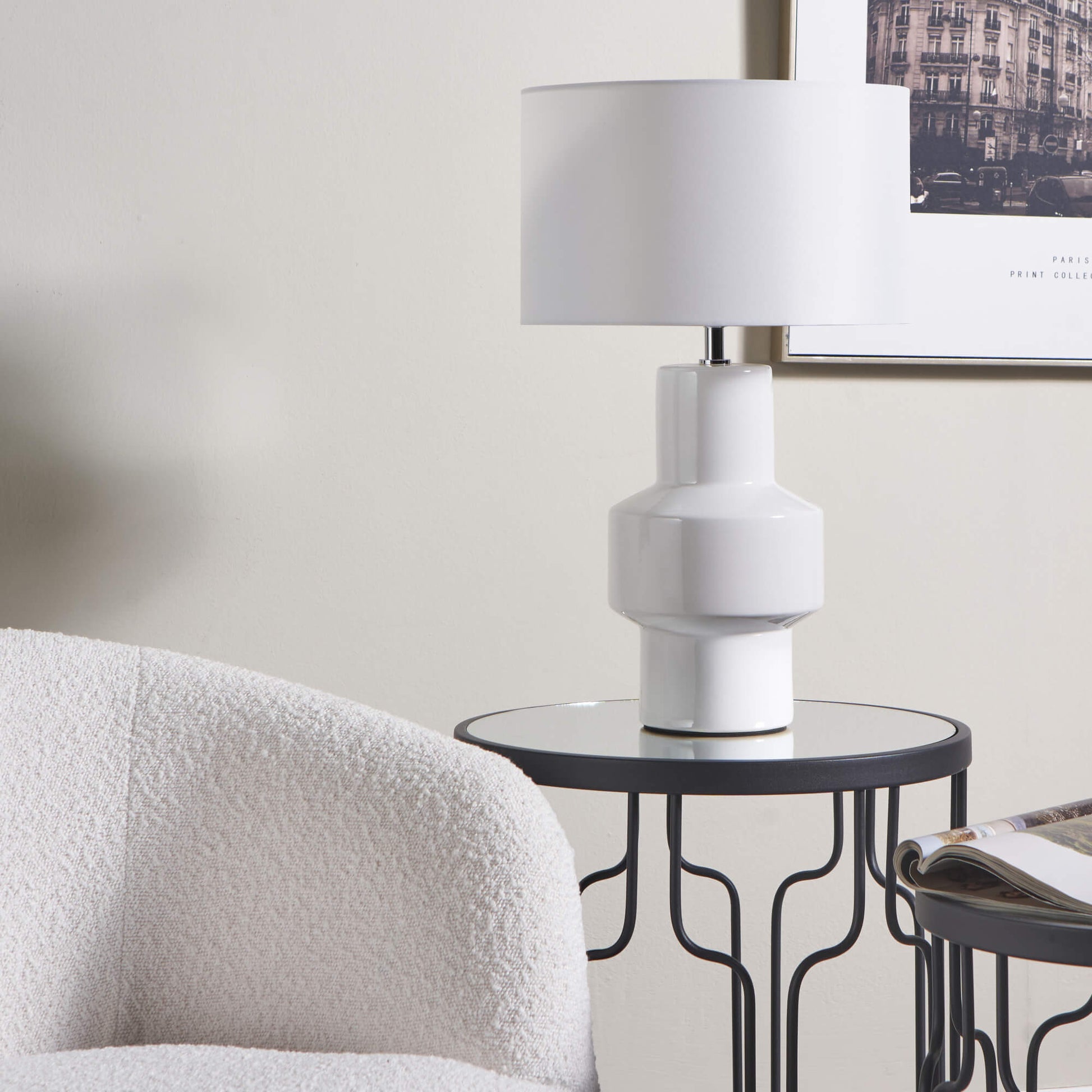 Salina White Ceramic Table Lamp - White Bear Furnishings