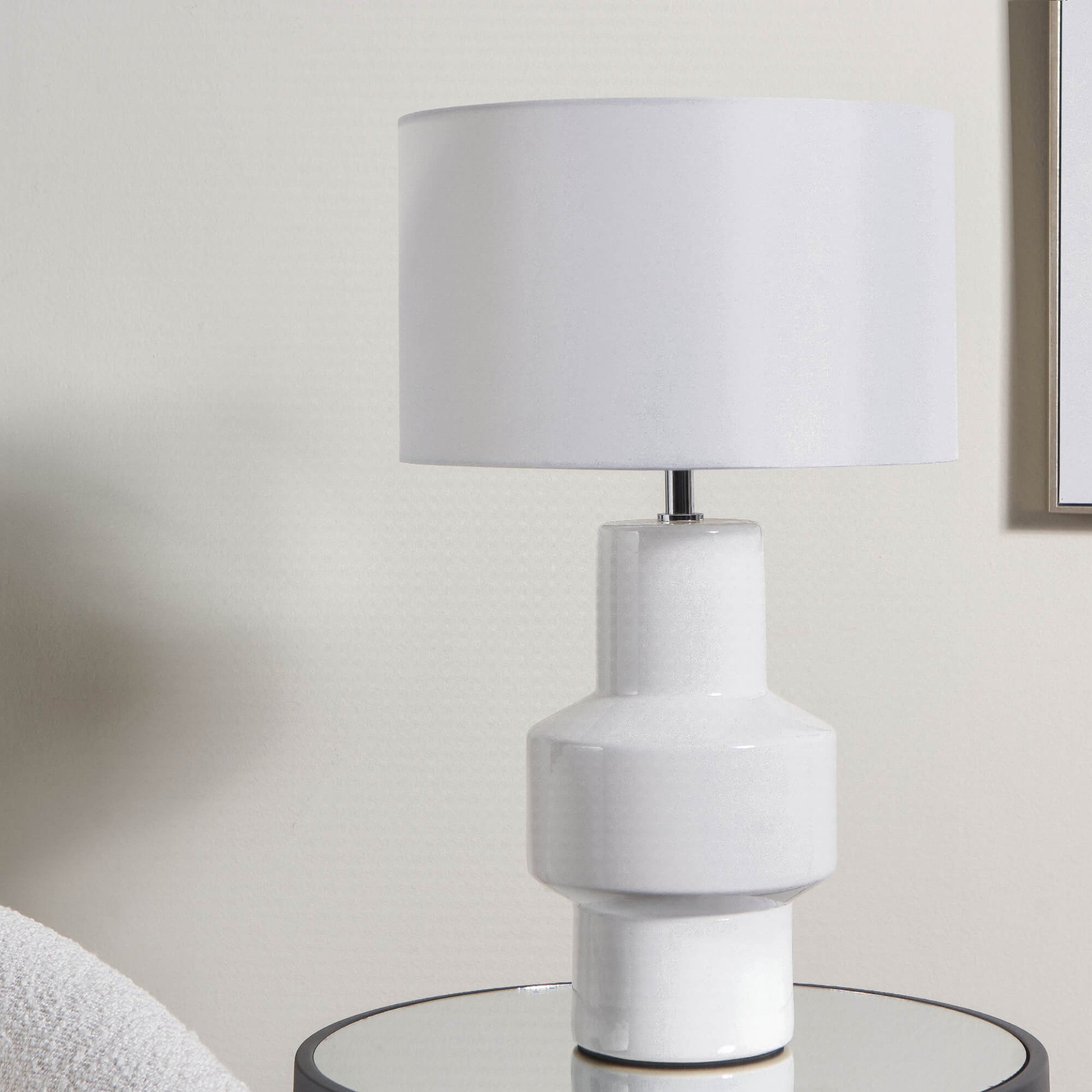 Salina White Ceramic Table Lamp - White Bear Furnishings