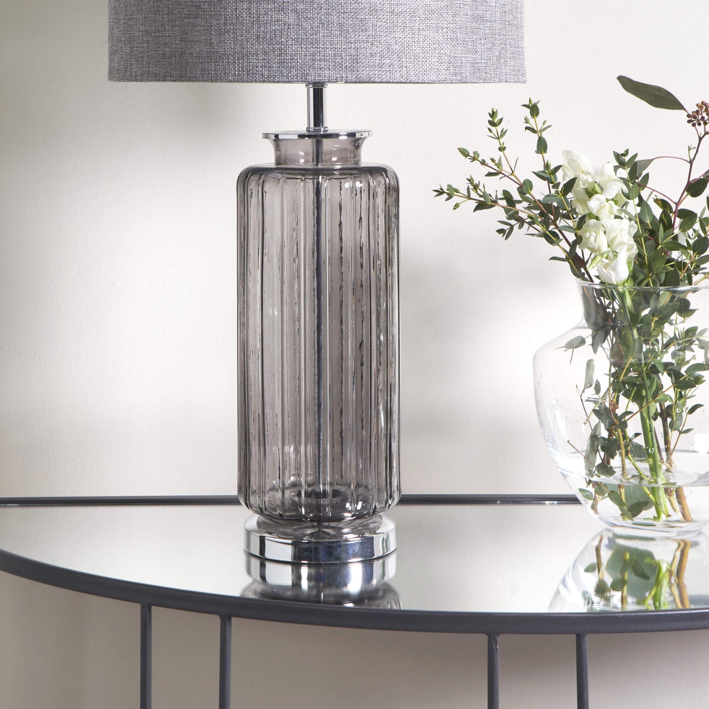 Brock Grey Smoked Glass Table Lamp