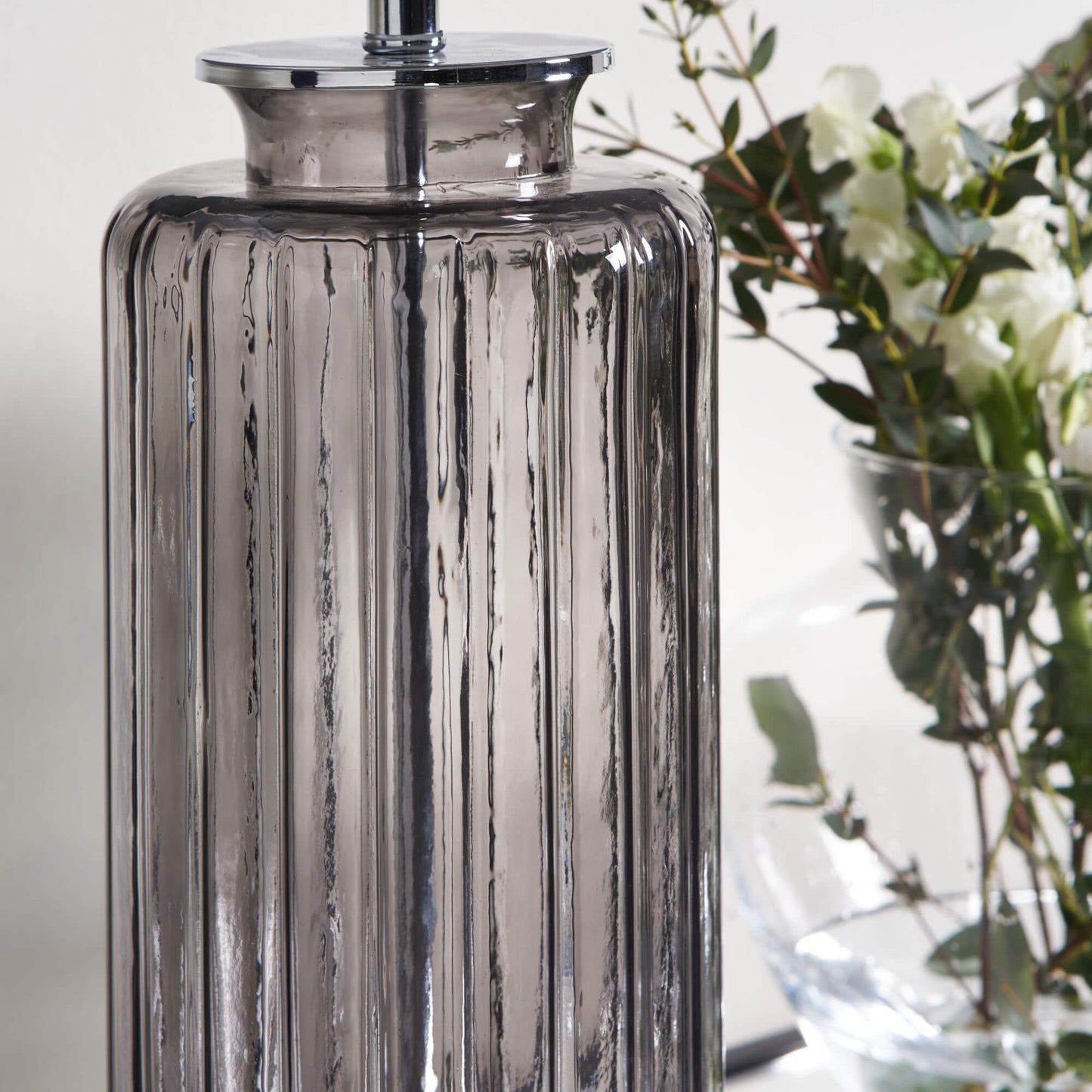 Brock Grey Smoked Glass Table Lamp