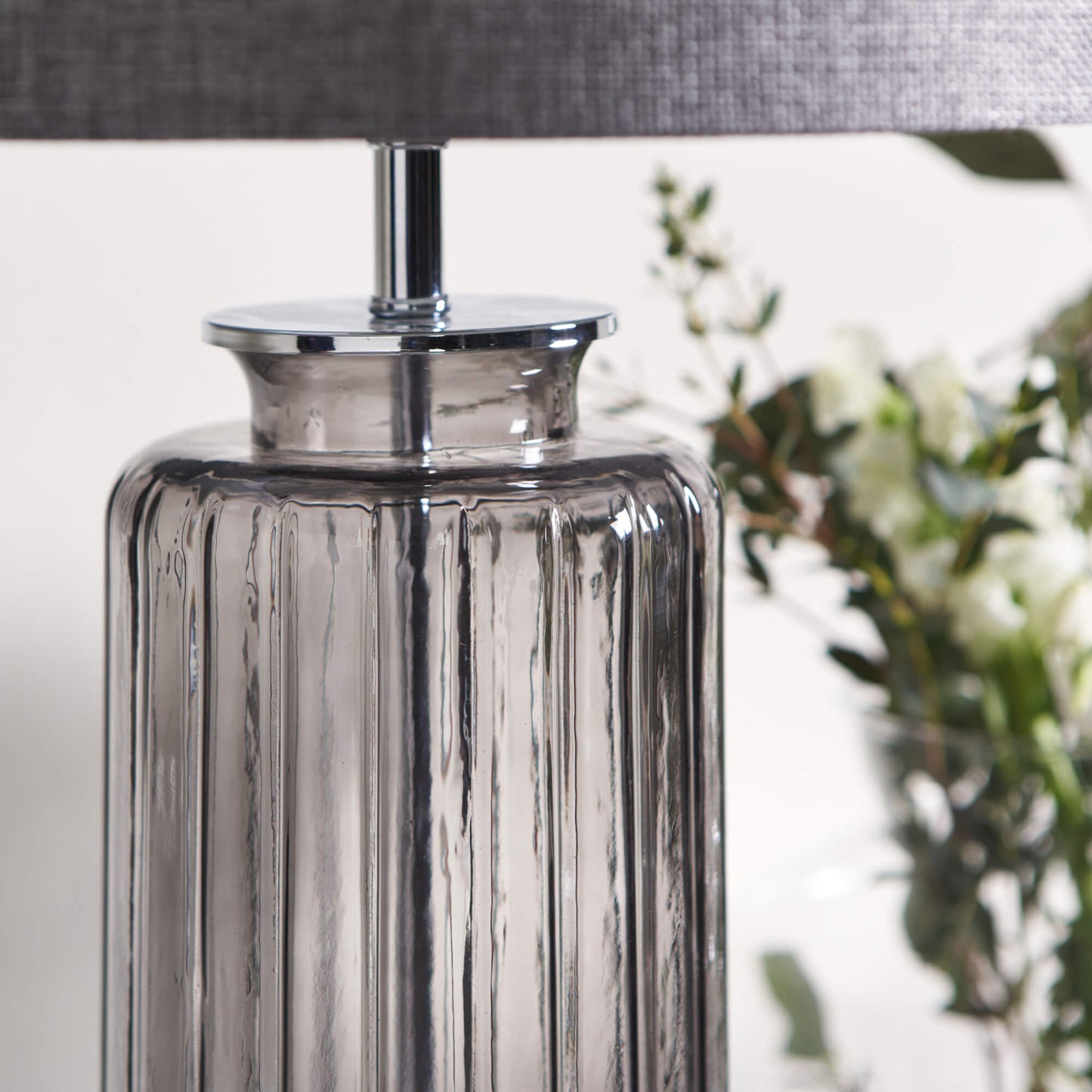 Brock Grey Smoked Glass Table Lamp
