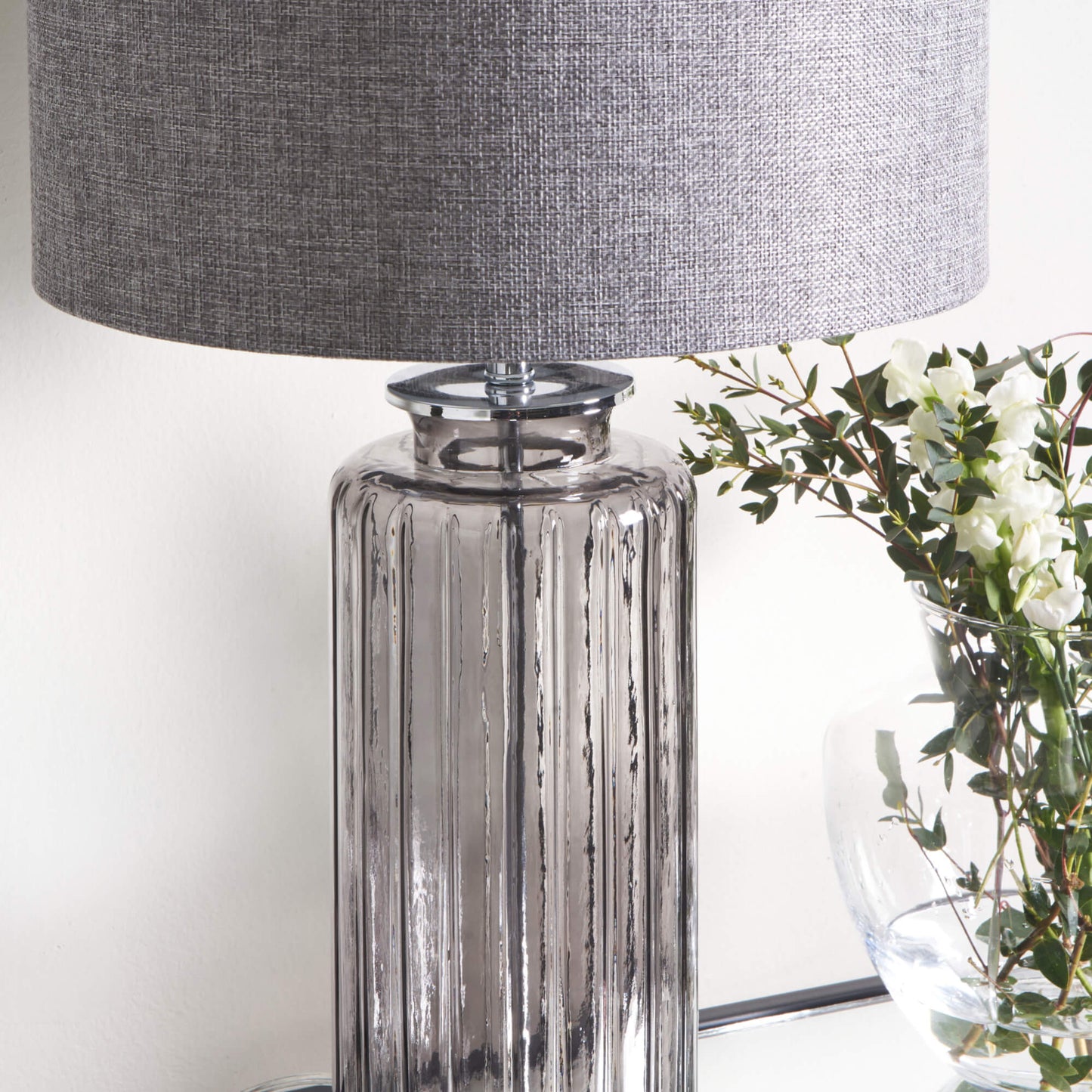 Brock Grey Smoked Glass Table Lamp