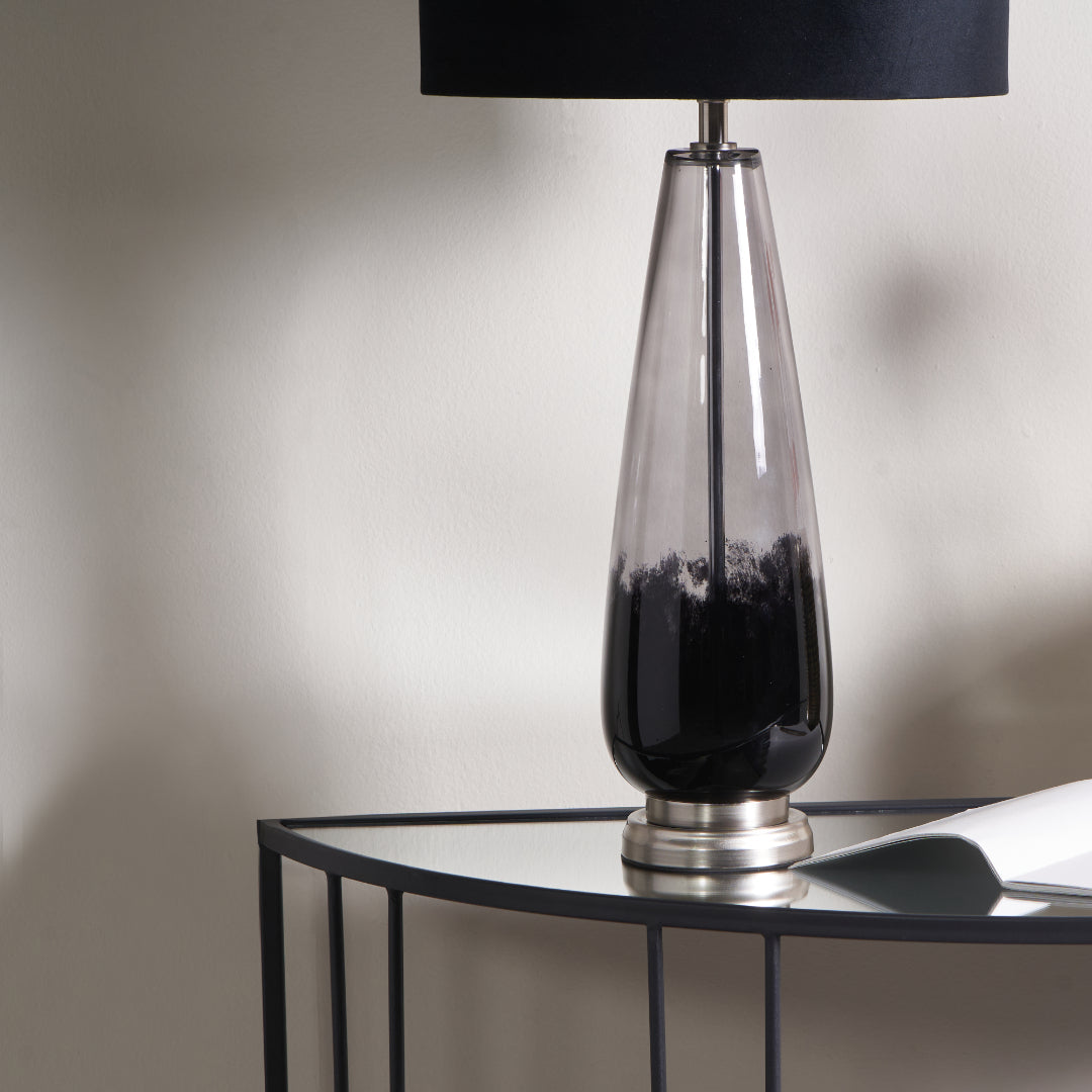 Elena Black Glass Table Lamp - White Bear Furnishings