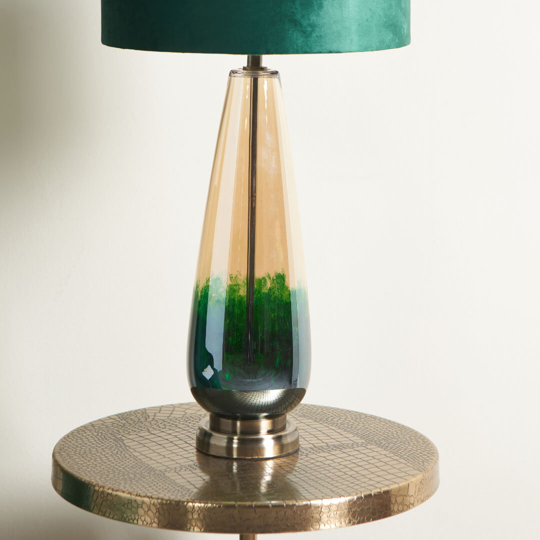 Elena Green Glass Table Lamp - White Bear Furnishings