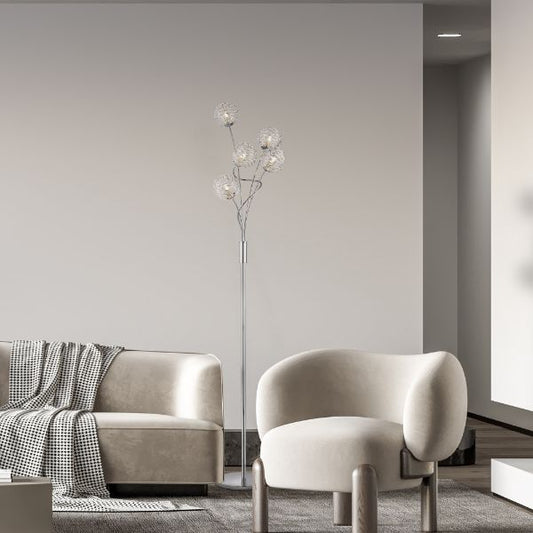 Kesha 5 Light Floor Lamp Chrome - White Bear Furnishings