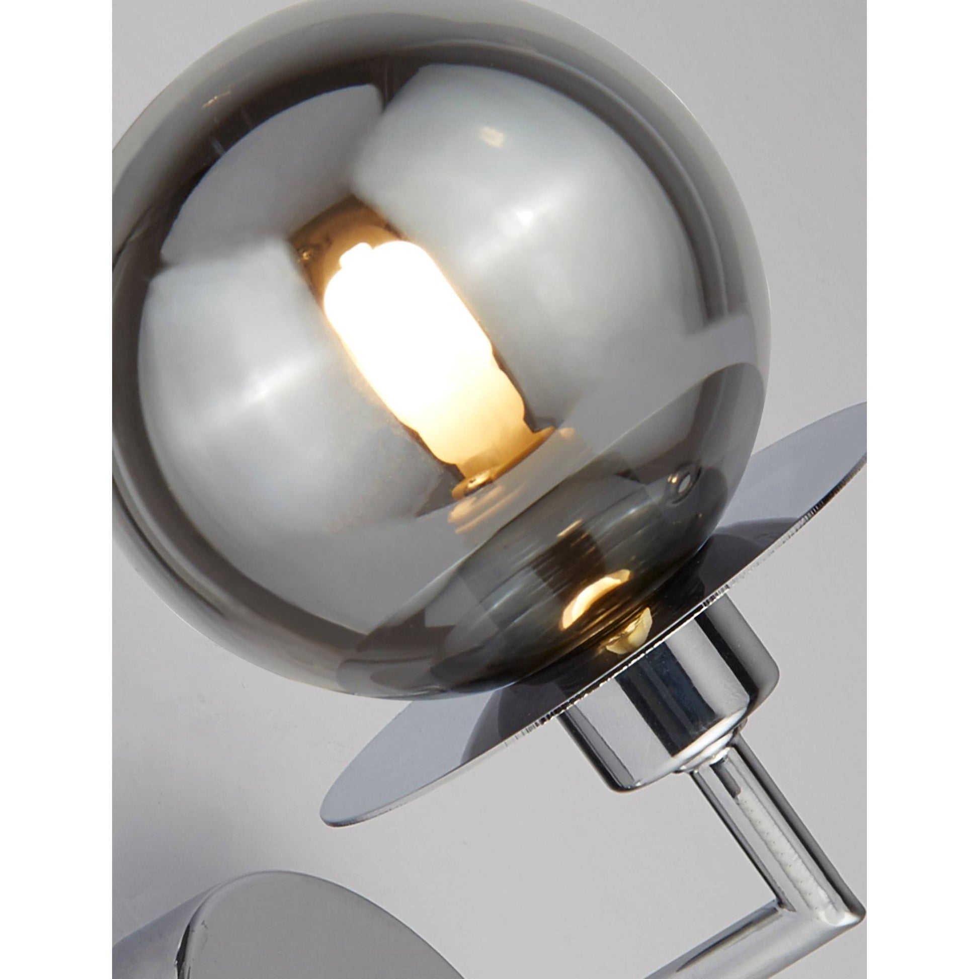 Gunther Indoor Polished Chrome Wall Light with Smoked Glass Shade - White Bear Furnishings