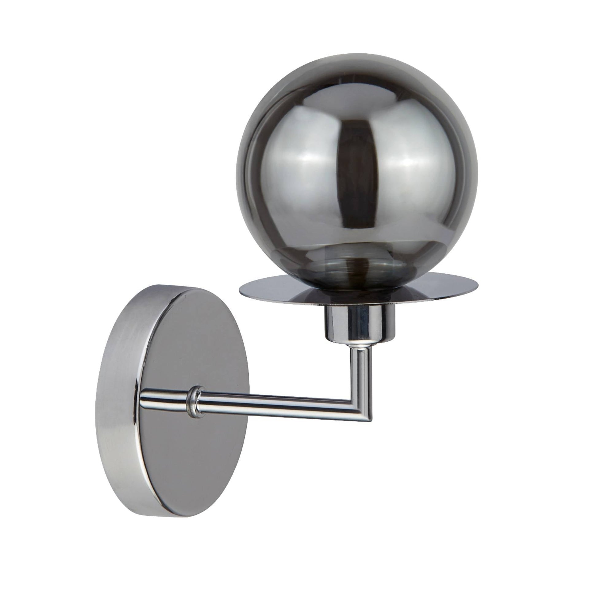 Gunther Indoor Polished Chrome Wall Light with Smoked Glass Shade - White Bear Furnishings