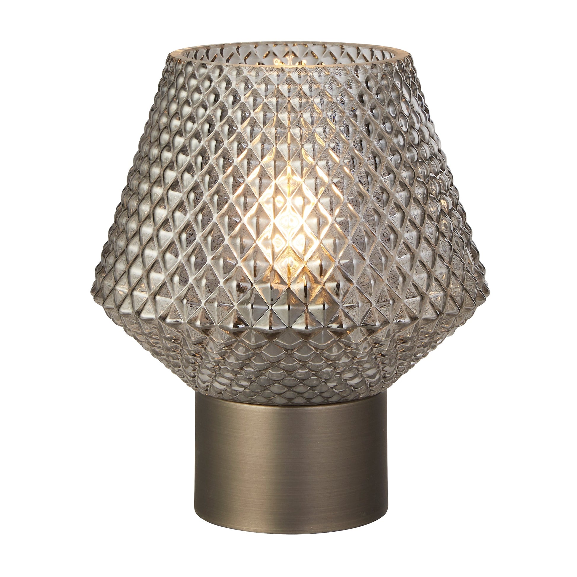 Eryka Grey & Smoked Glass Table Lamp - White Bear Furnishings