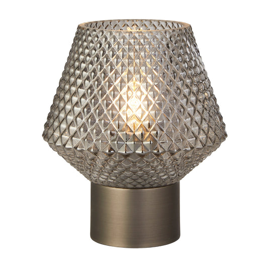 Eryka Grey & Smoked Glass Table Lamp - White Bear Furnishings