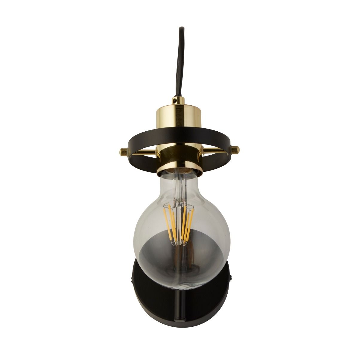Hansel 1 Light Black & Brass Wall Light - White Bear Furnishings