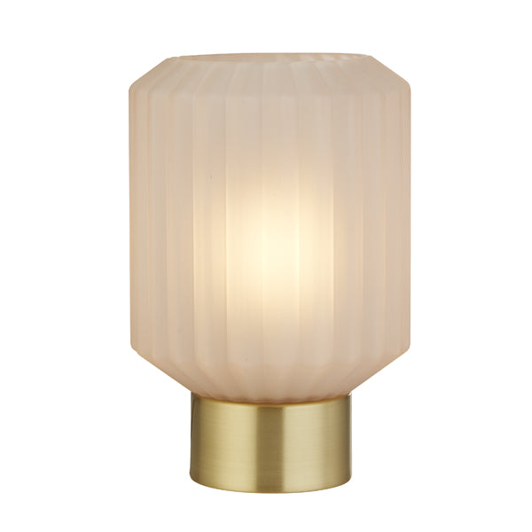 Zina Blush Pink & Brass Glass Table Lamp - White Bear Furnishings