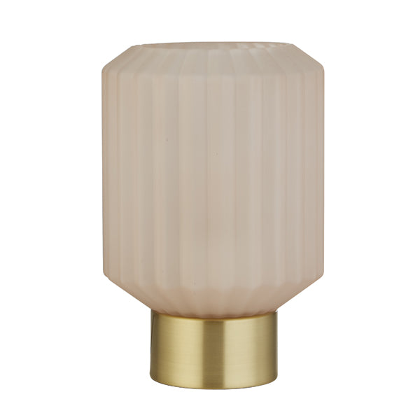 Zina Blush Pink & Brass Glass Table Lamp - White Bear Furnishings