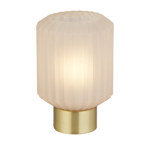 Zina Blush Pink & Brass Glass Table Lamp - White Bear Furnishings