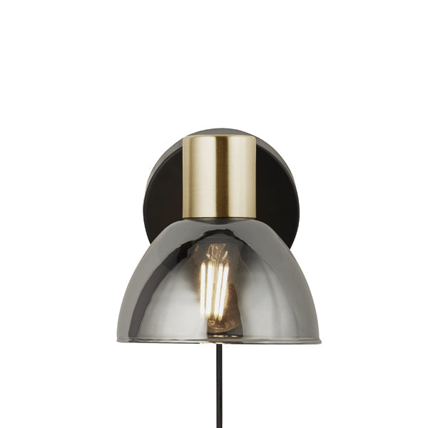 Elisa Plug In Smoked Glass Wall Light - White Bear Furnishings