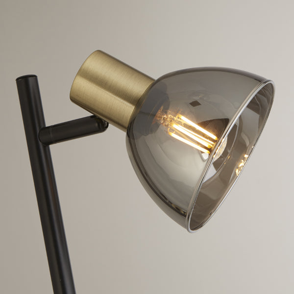 Elisa Smoked Glass Task Floor Lamp - White Bear Furnishings