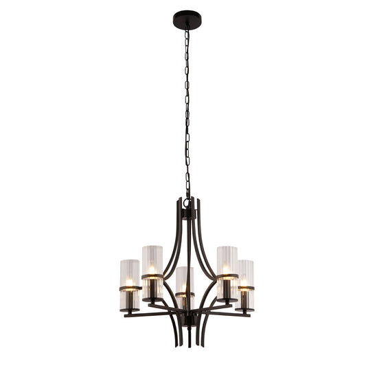 Davina 5 Light Black Pendant Chandelier Ceiling Light - White Bear Furnishings