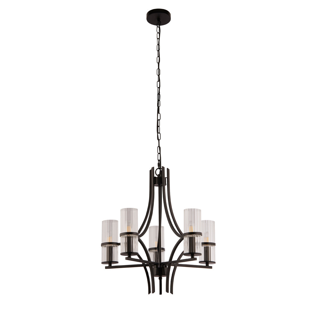 Davina 5 Light Black Pendant Chandelier Ceiling Light - White Bear Furnishings