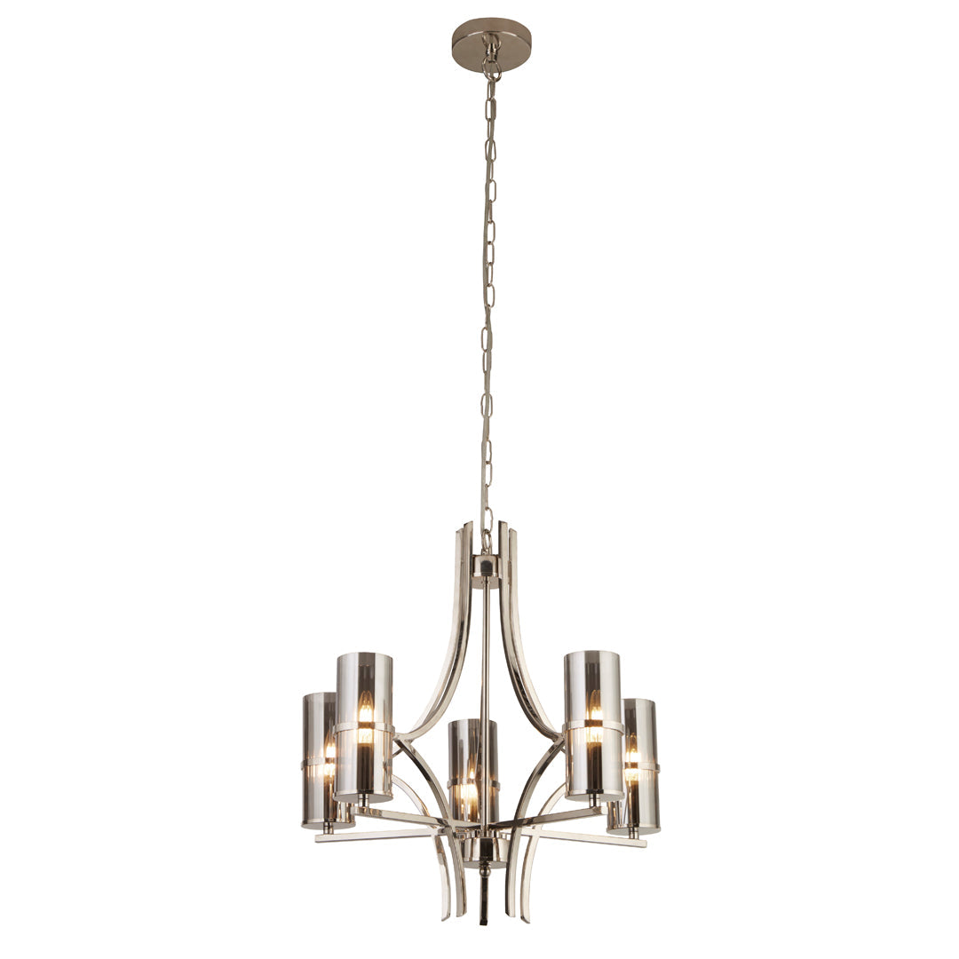 Davina 5 Light Chrome Pendant Chandelier - White Bear Furnishings