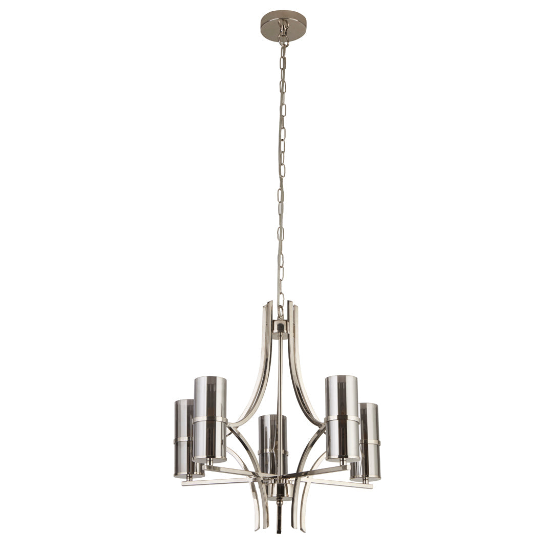 Davina 5 Light Chrome Pendant Chandelier - White Bear Furnishings