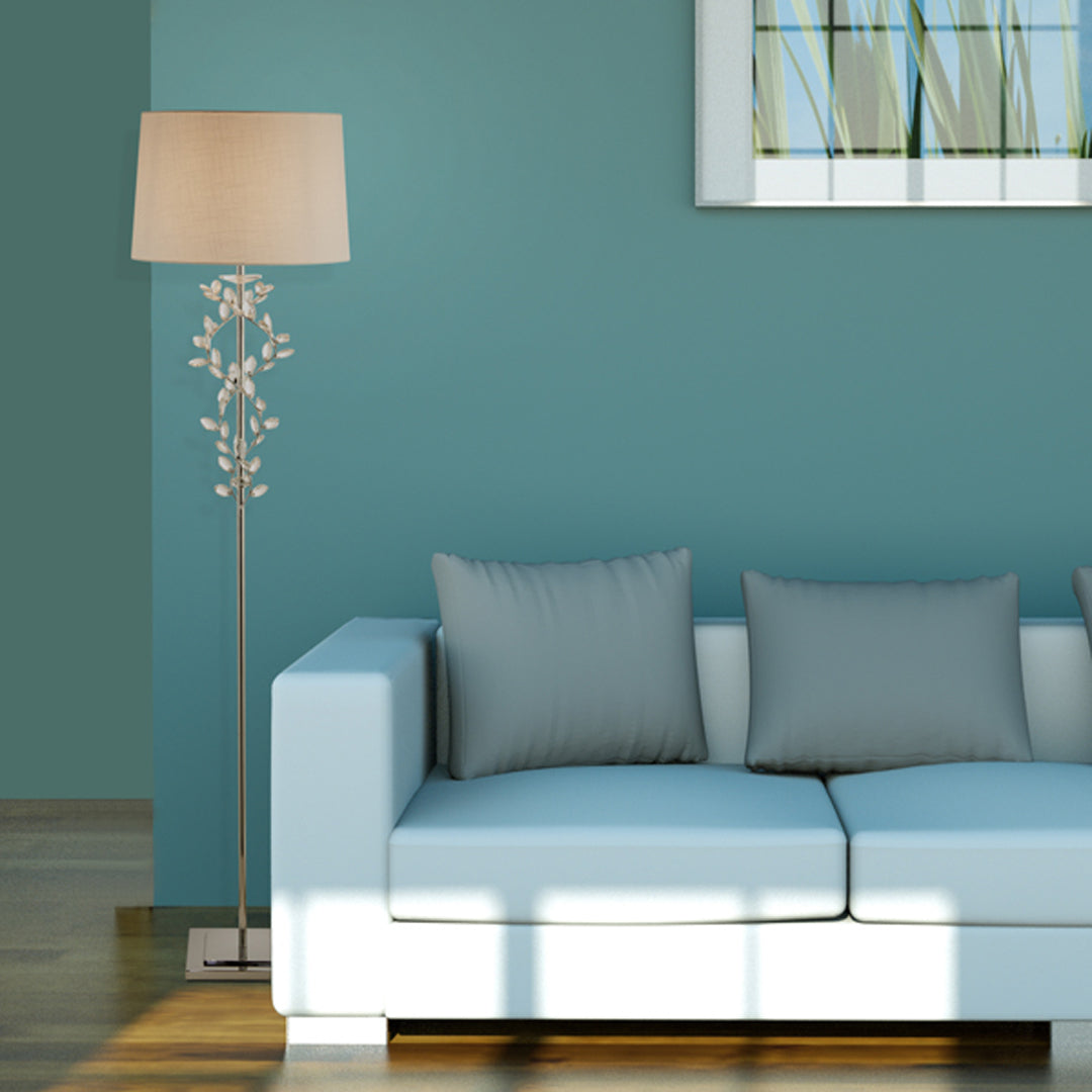 Rosie Chrome & Clear Glass Trim Floor Lamp - White Bear Furnishings