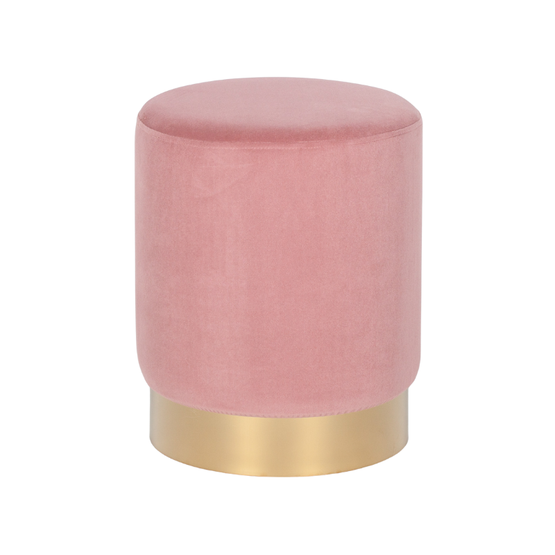 Pink Velvet Round Ottoman Foot Stool - AV130