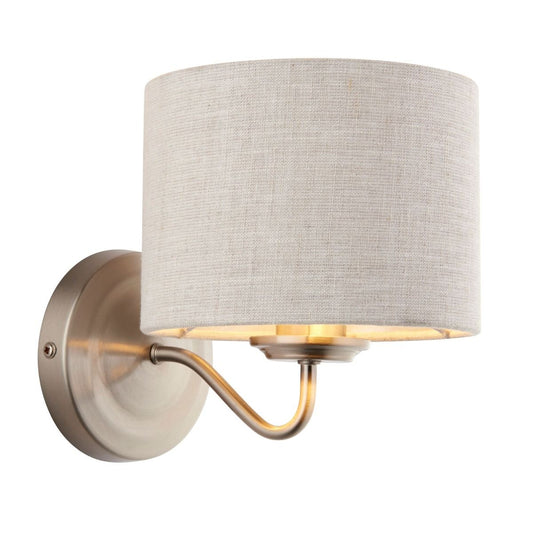Cordale 1 Light Brushed Nickel and Linen Wall Light - White Bear Furnishings