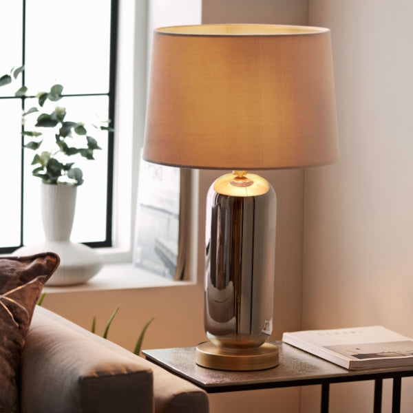 Lula Smoked Glass Touch Table Lamp - White Bear Furnishings
