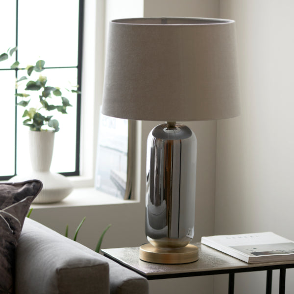Lula Smoked Glass Touch Table Lamp - White Bear Furnishings