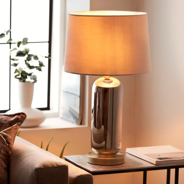 Lula Smoked Glass Touch Table Lamp - White Bear Furnishings