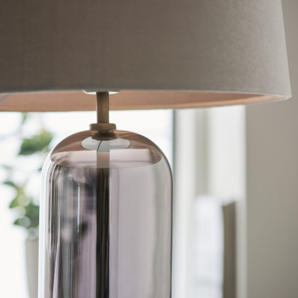 Lula Smoked Glass Touch Table Lamp - White Bear Furnishings
