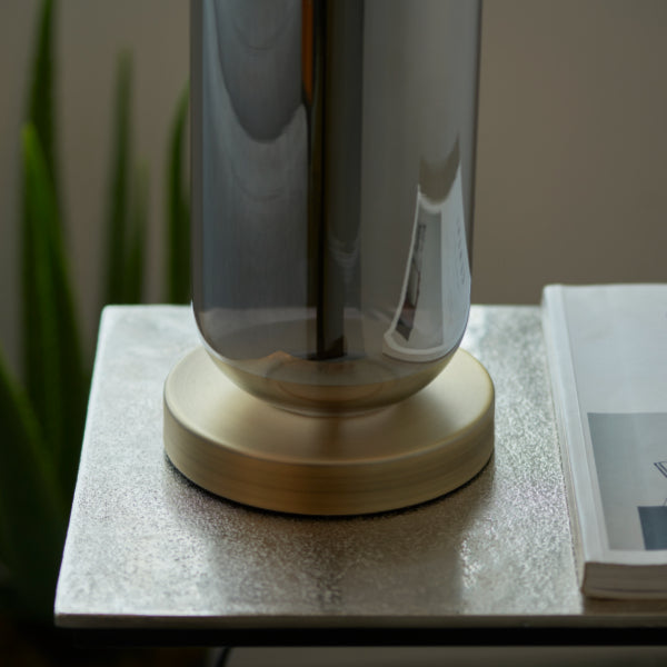 Lula Smoked Glass Touch Table Lamp - White Bear Furnishings