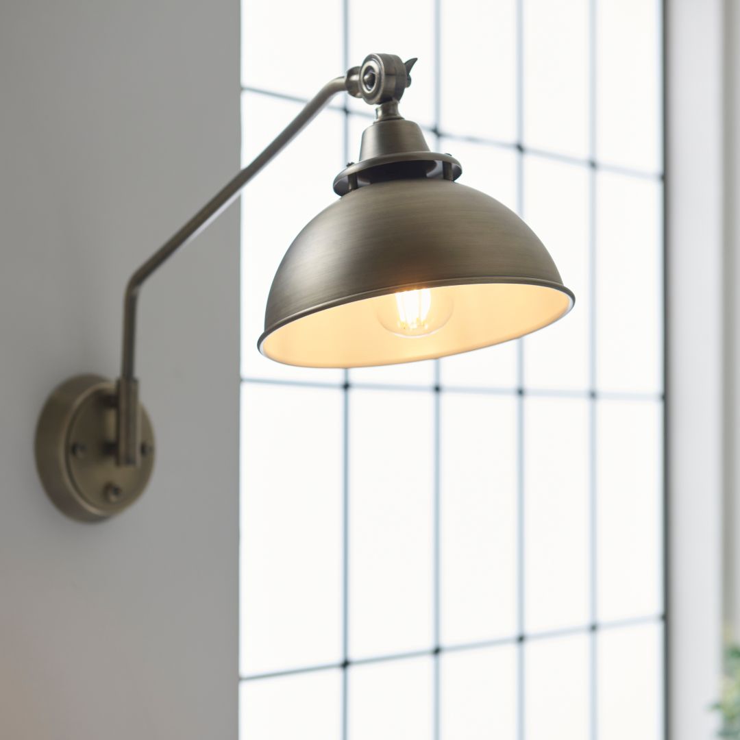 Madison Adjustable Antique Brass Wall Light - White Bear Furnishings