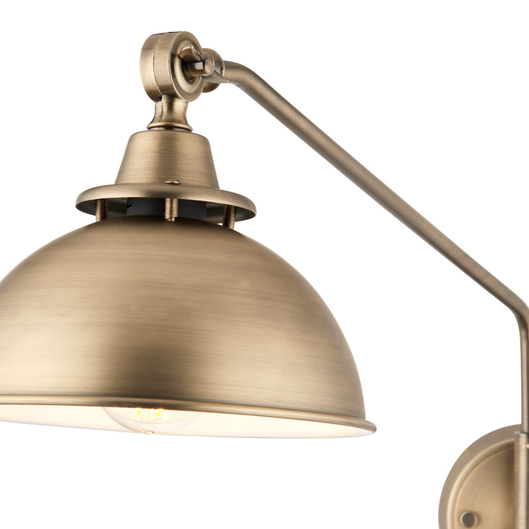 Madison Adjustable Antique Brass Wall Light - White Bear Furnishings