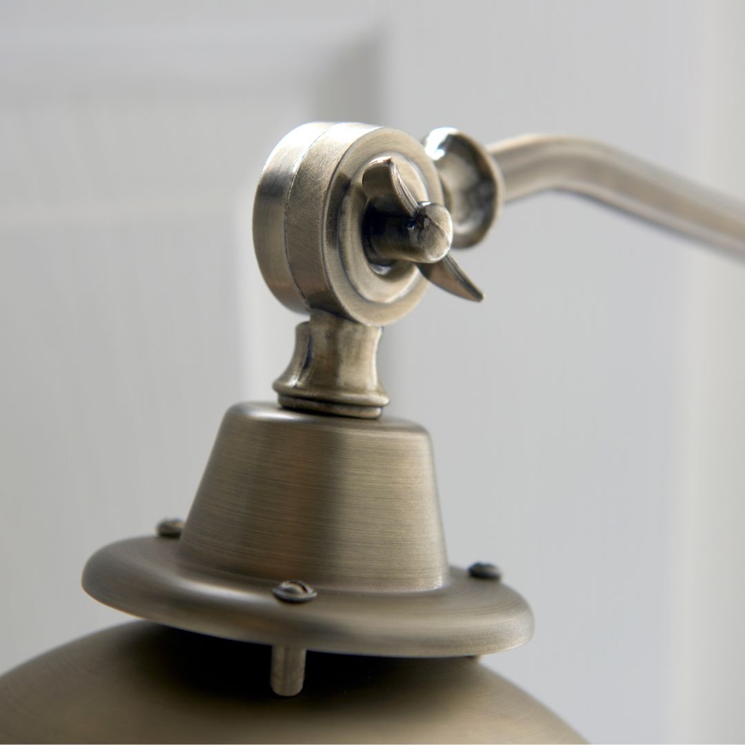 Madison Adjustable Antique Brass Wall Light - White Bear Furnishings