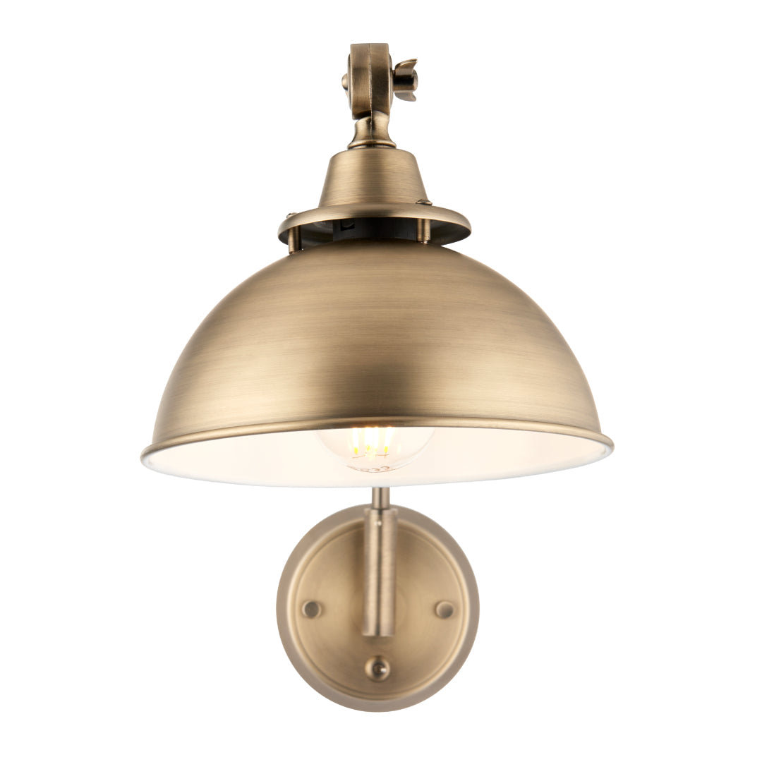 Madison Adjustable Antique Brass Wall Light - White Bear Furnishings